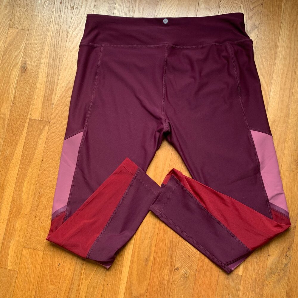 NWOT Avia Leggings Womens XL Maroon Wine and Pink - Picture 9 of 9